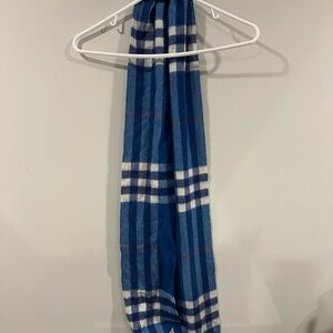 Burberry Blue and White Checkered Scarf